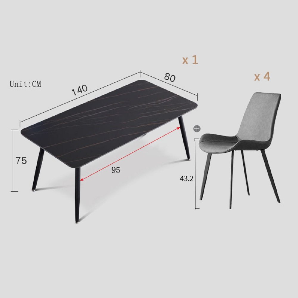 NOVA Modern Dining Room Furniture Black Slate Stone 4 6 Seat Rectangle Dining Table With Metal Base Marble Tables Sets