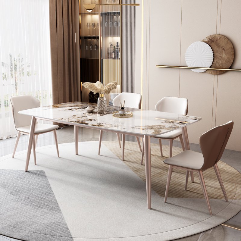 Modern Luxury Rock Slab Rectangular Dining Table for Kitchen Hotel Home Entry Warehouse Multi-Purpose Set Furniture