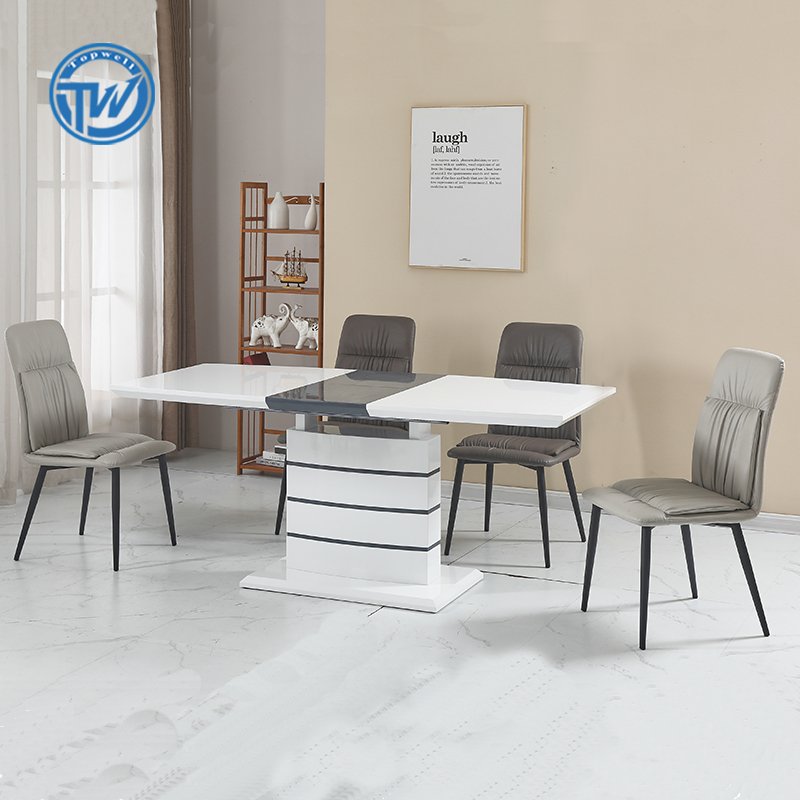 Italian Model Modern MDF Butterfly Extension High Gloss Luxury Dining Table in Dining Room Furniture
