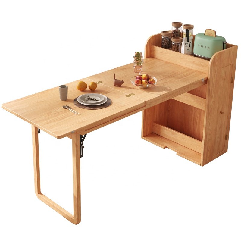 Simple Small Apartment Wooden Table Household Retractable Folding Dining Table
