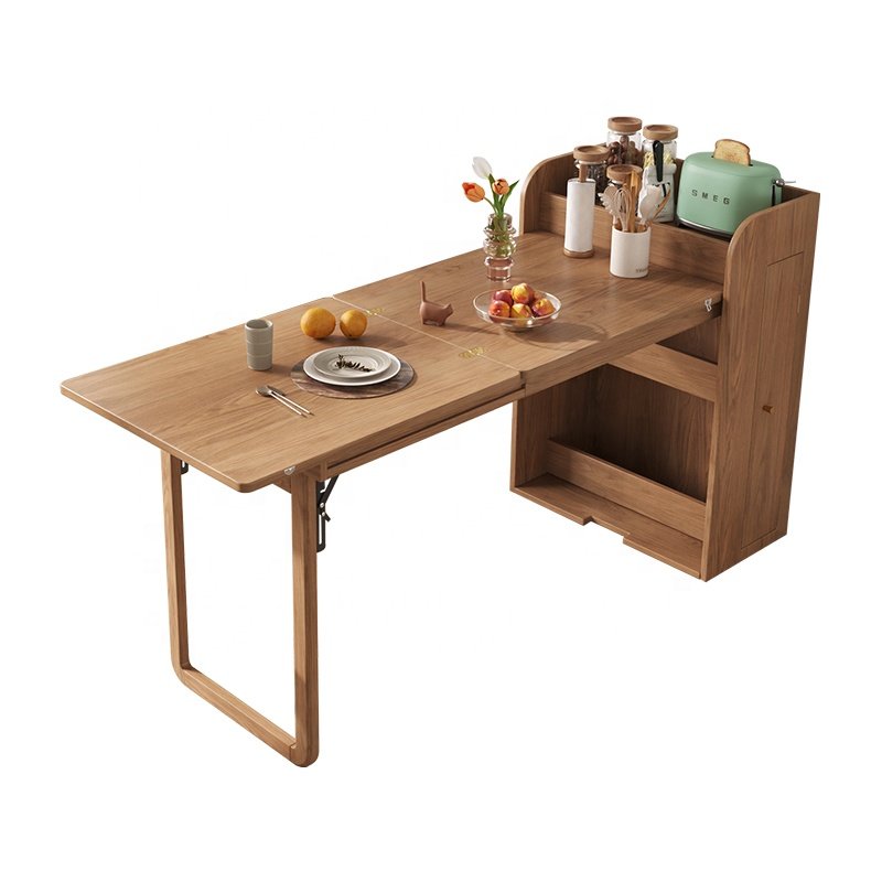 Simple Small Apartment Wooden Table Household Retractable Folding Dining Table