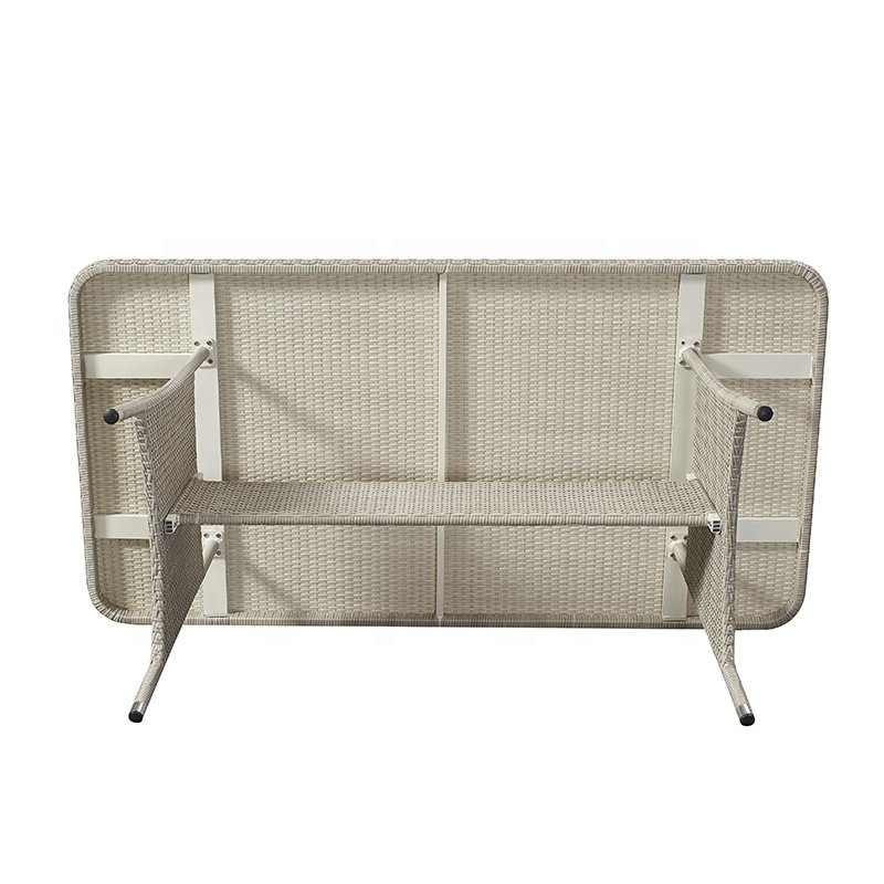 Best Sale Modern Grey Patio 7 Piece Wicker Furniture Aluminum Rattan Outdoor Garden 6 Seater Chairs Dining Table Set