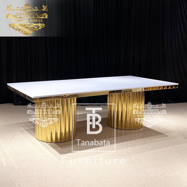 Party furniture wedding events white MDF top 8 chairs dining table
