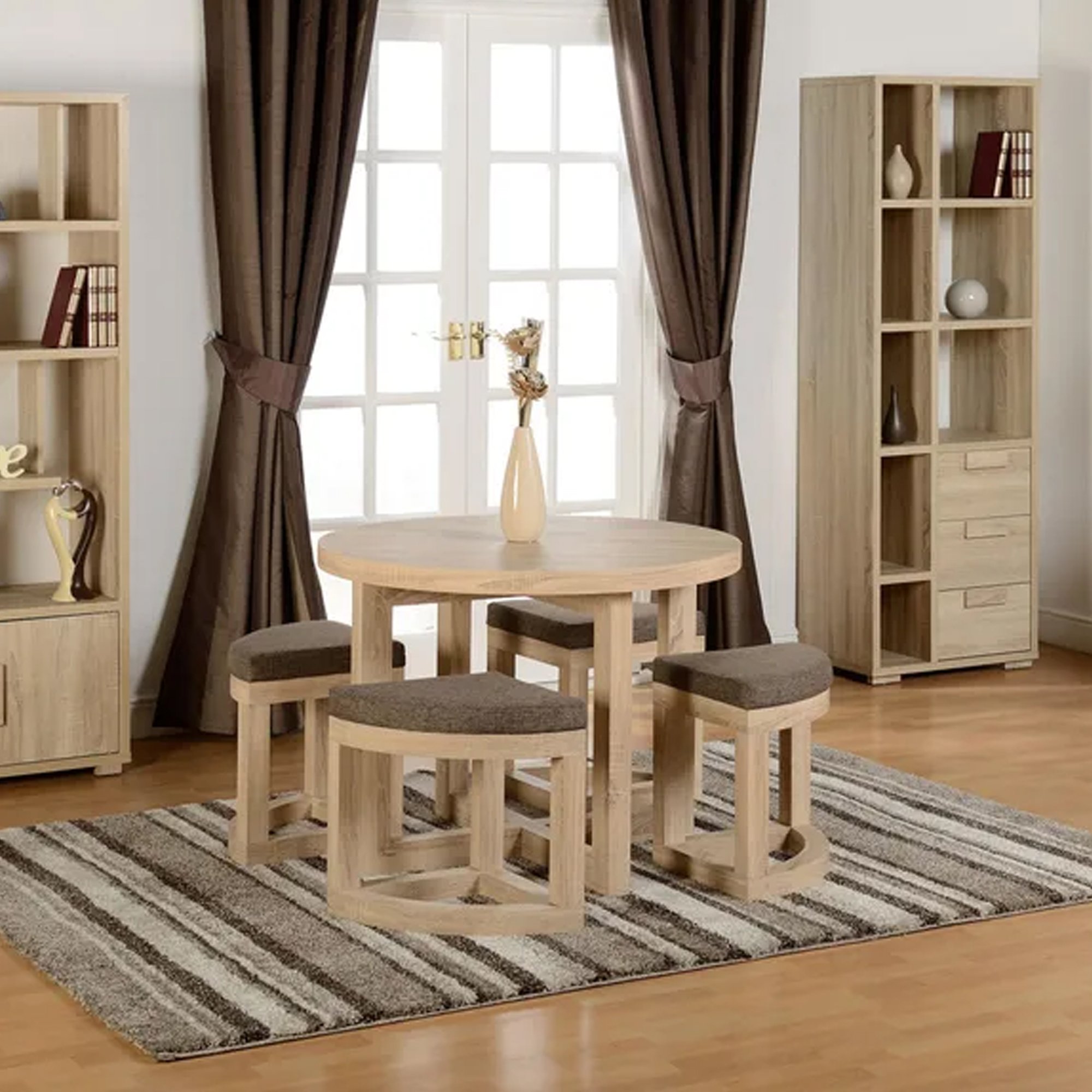 Round Dining Table Sets With 4 Seater Stool Outdoor Furniture - Helda