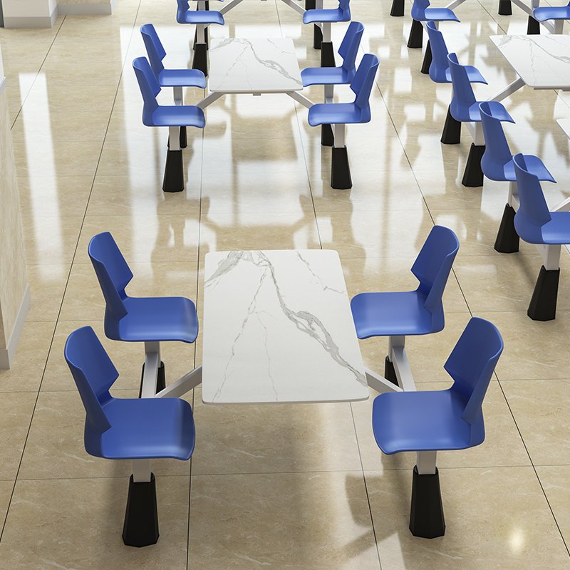 School Cafeteria Furniture School Canteen Dining Table and Chairs Set 4-seat School Canteen Plastic Tables and Chairs