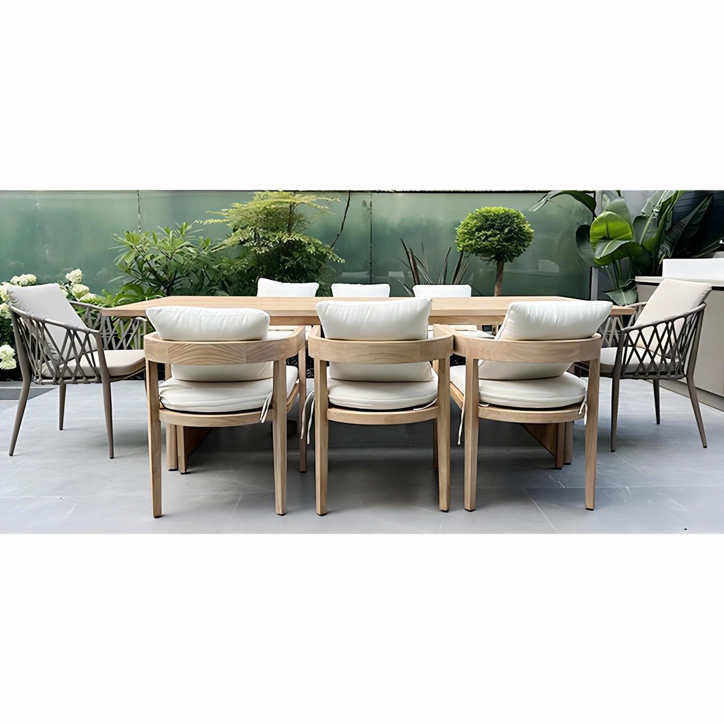 Luxury Wholesale Factory Patio Leisure Garden Teakwood Furniture Outdoor Dinning Table and Chair Set