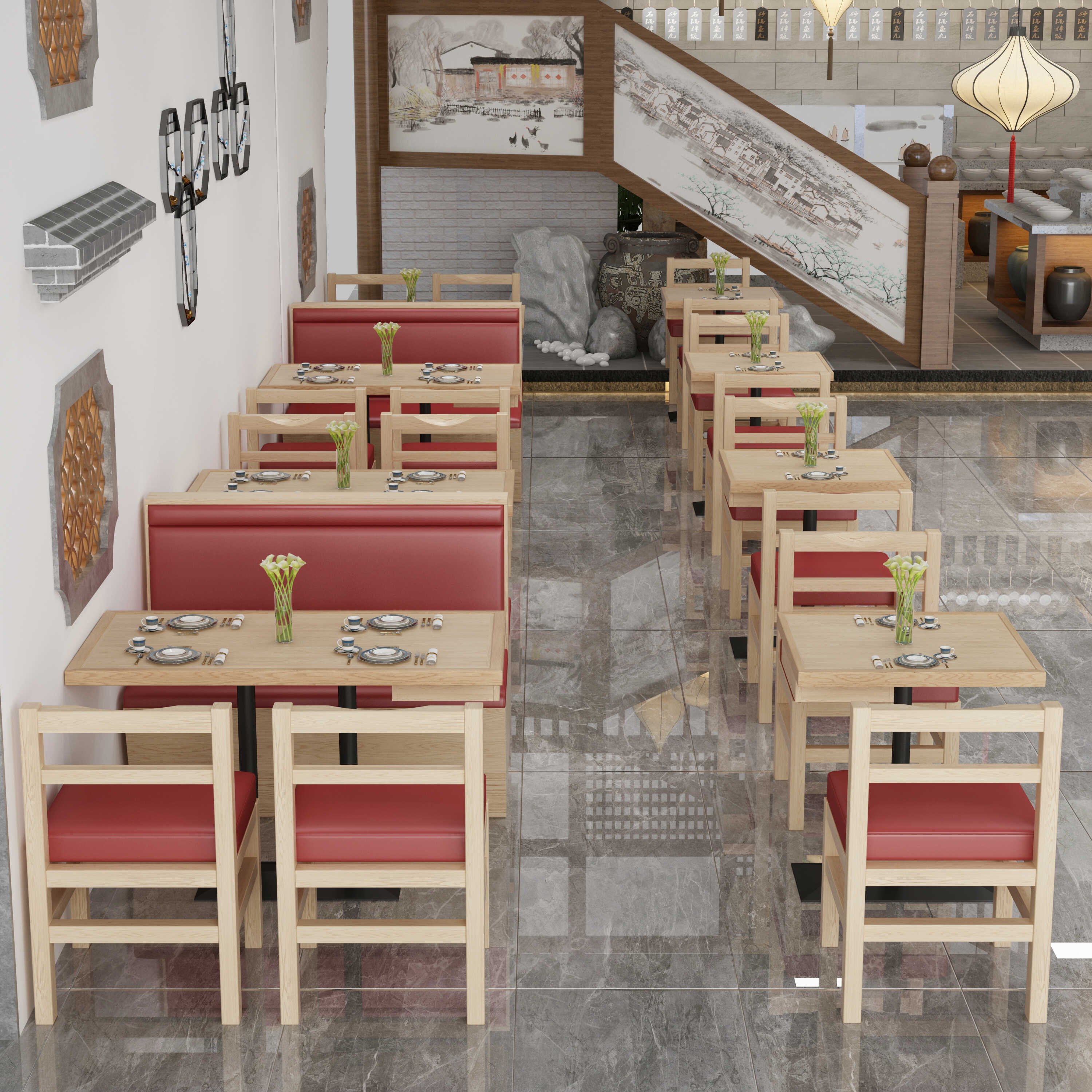 Luxury restaurant wooden rectangular dining table set modern restaurant furniture table and chair