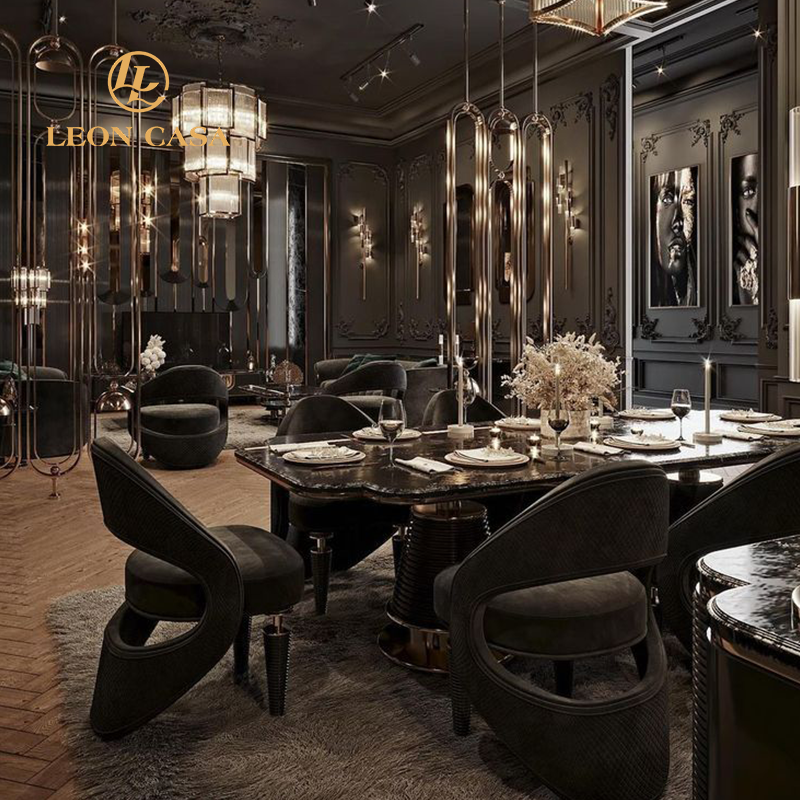 Hot Sale Manufacture Classical Design Dining Room Furniture Dining Table 8 Seater Luxury Marble Custom Dining Tables