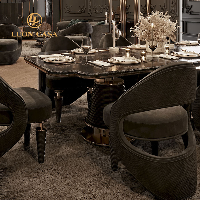 Hot Sale Manufacture Classical Design Dining Room Furniture Dining Table 8 Seater Luxury Marble Custom Dining Tables