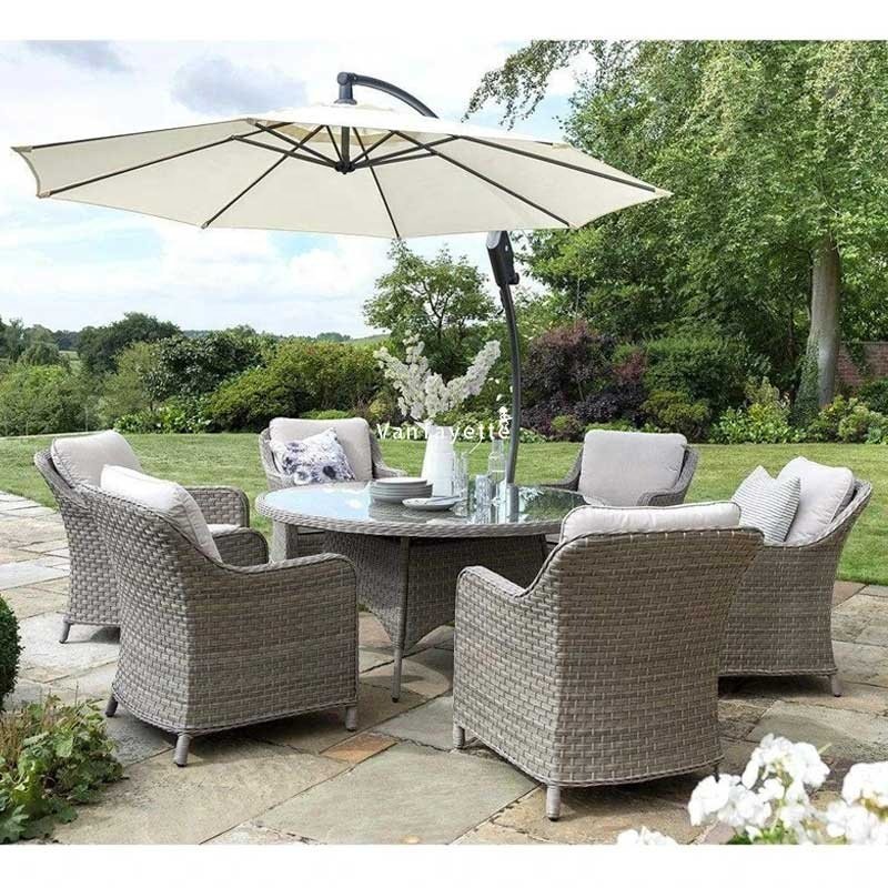 Round Table Outdoor Dining Sets Patio Rattan Dining Set for 6 Round Outdoor Famous Wicker Set for Garden Table and Chairs