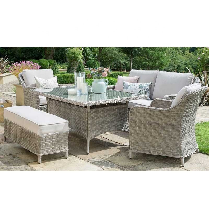 Round Table Outdoor Dining Sets Patio Rattan Dining Set for 6 Round Outdoor Famous Wicker Set for Garden Table and Chairs