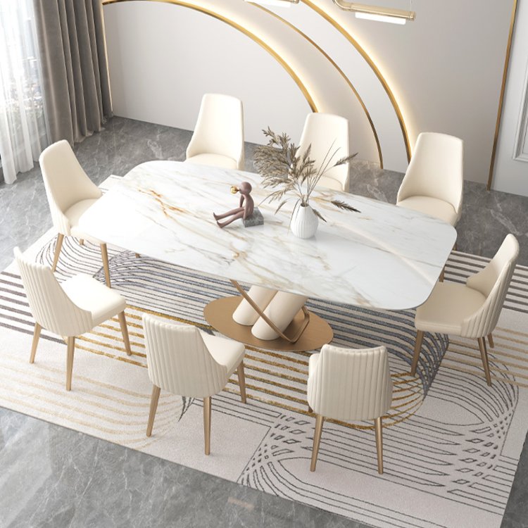 Furniture modern Fancy chrome dining table room brown and orange leather dining table colorful leather chair with dining table