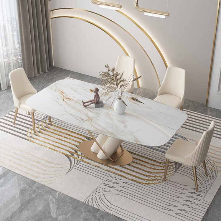 Furniture modern Fancy chrome dining table room brown and orange leather dining table colorful leather chair with dining table