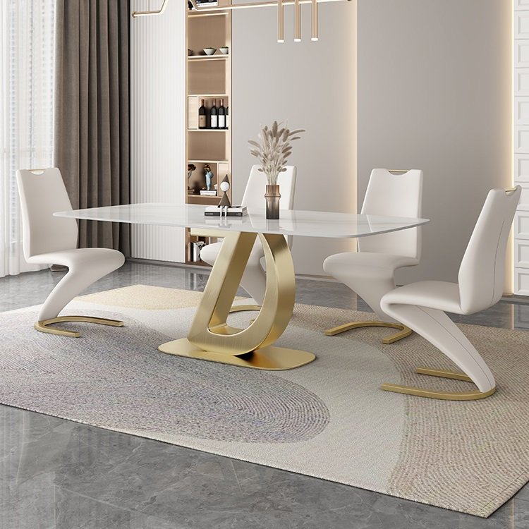 Dining room furniture modern simple light luxury new high-end dining table light rock plate dining table and chair combination