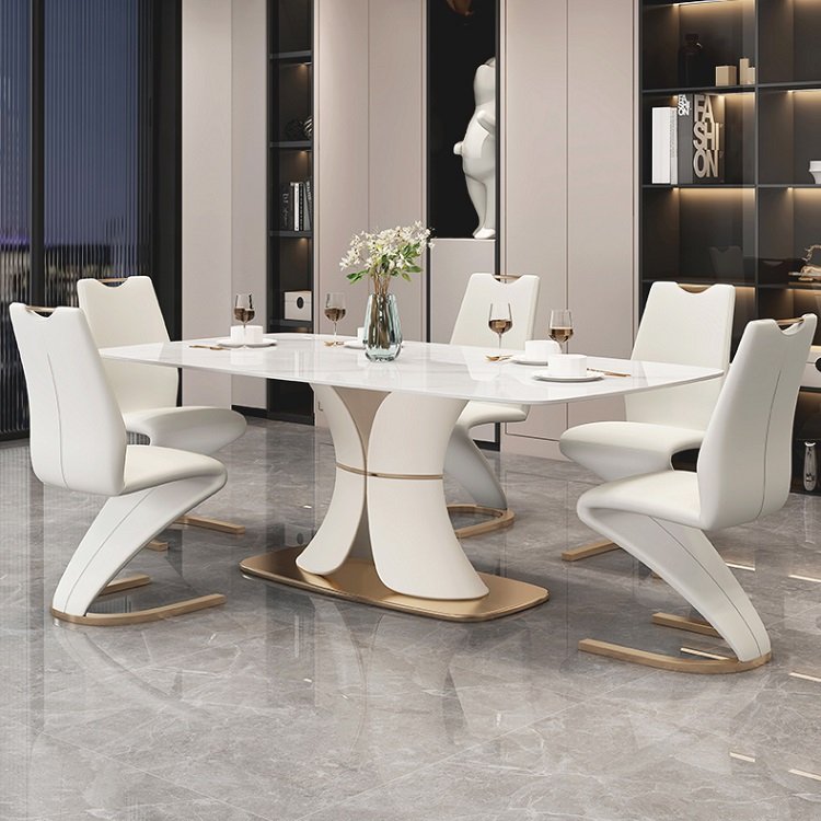 Dining room furniture modern simple light luxury new high-end dining table light rock plate dining table and chair combination