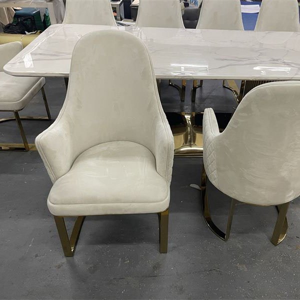 Factory High Quality Cadeira De Jantar Chair Luxury Design Home Furniture Real Leather 4 Dining Chairs Dining Table Set