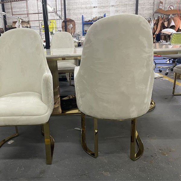 Factory High Quality Cadeira De Jantar Chair Luxury Design Home Furniture Real Leather 4 Dining Chairs Dining Table Set