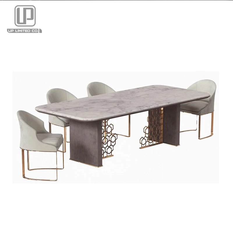Italian high end dining room furniture stainless steel 10 seater large modern luxury marble dining table