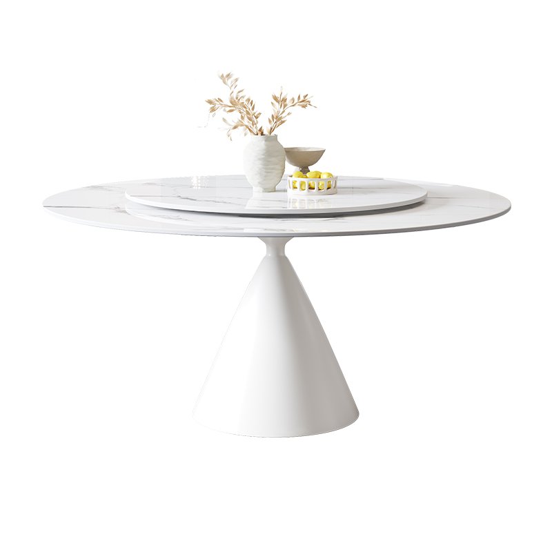 Light luxury rock plate table modern simple round household size marble round dining table and chair combination