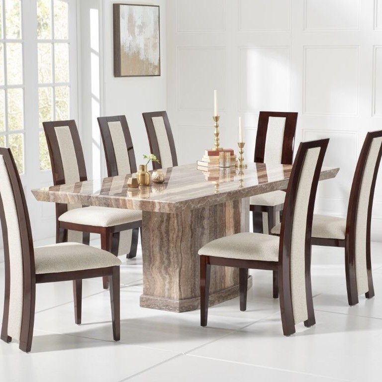SHIHUI Customized High End Natural Stone Modern Furniture Rectangular Square Brown Marble Dining Table