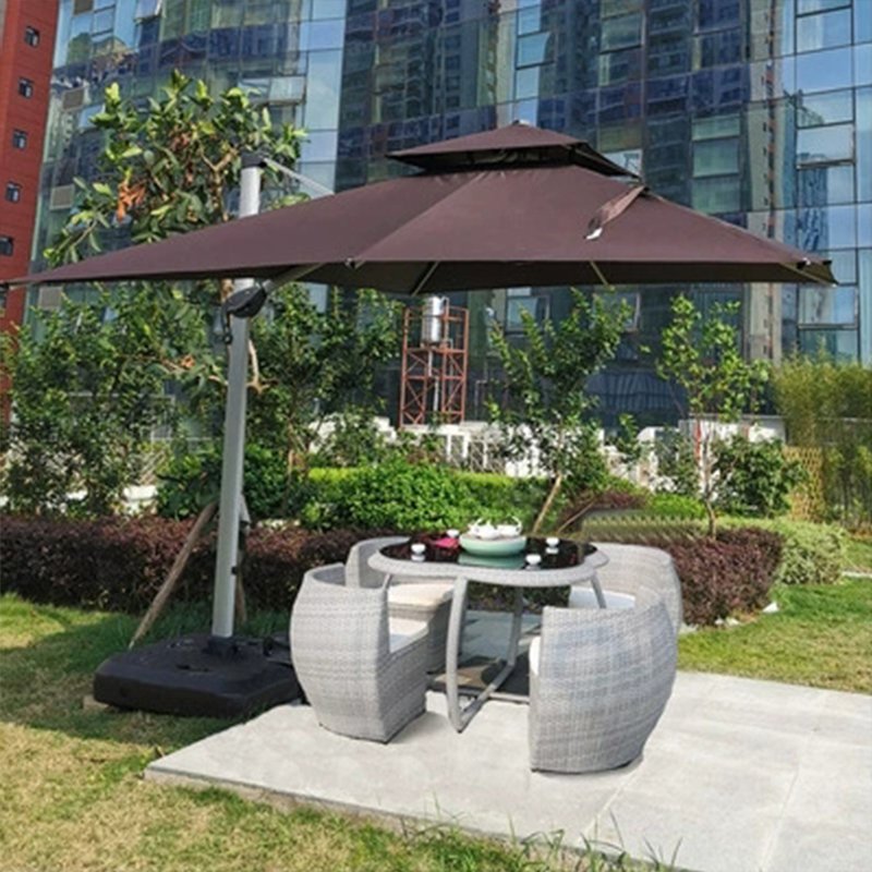 Color and backrest can be customized space-saving rattan furniture outdoor dining table and chair set