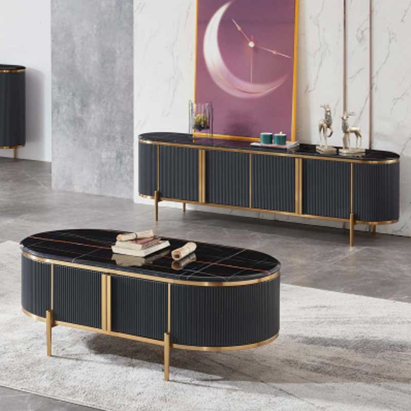 Modern Design Black Marble Top Dining Table Set 4 Chairs Home Furniture Dining Room 6 Seater Luxury Round Dining Table