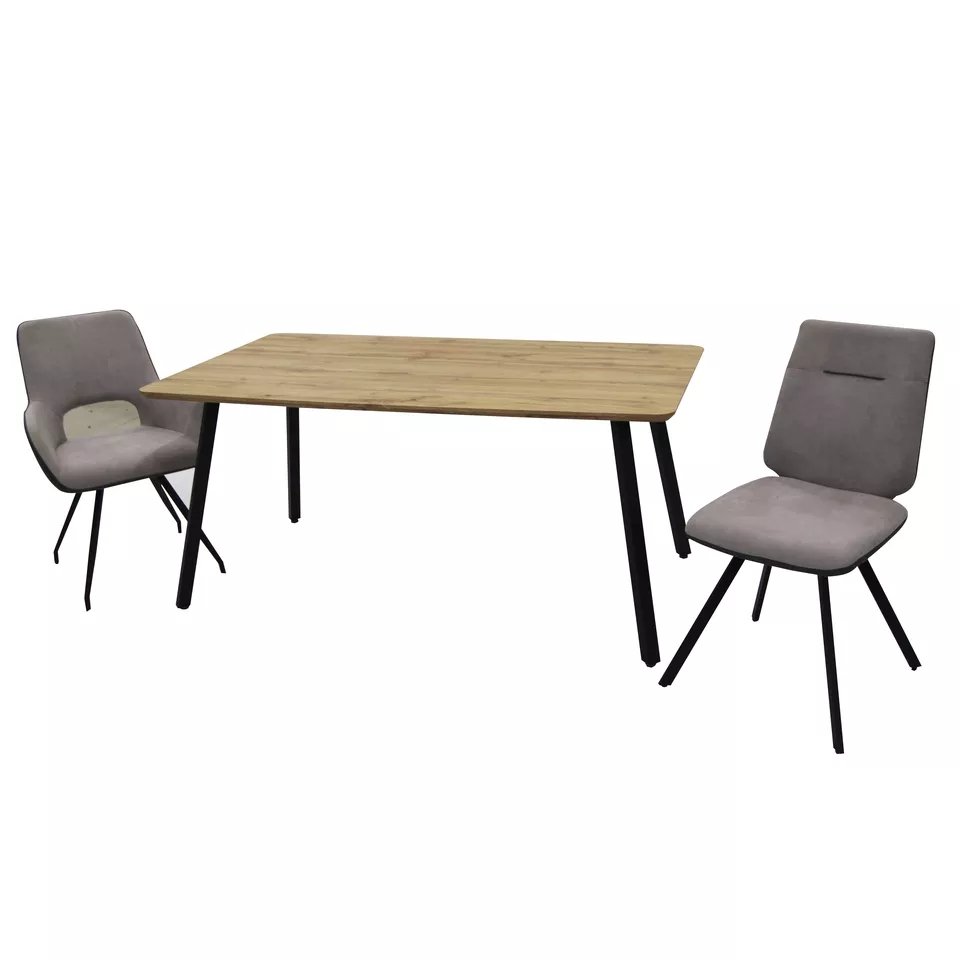 Factory Hot Sale Contemporary Dining Table and 4 Seaters Wooden Top Metal Frame Kitchen Dining Set