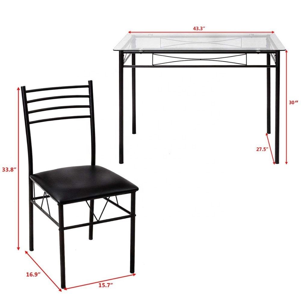 Wooden Comedor Desk Modern Home Restaurant Furniture Kitchen Dining Table and Chairs Set Tempered Glass Metal Toughened Glass