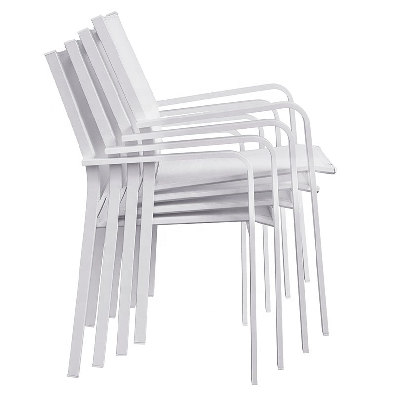 White Modern Patio Restaurant 5 Piece Furniture Dining Set aluminum Outdoor Porch Garden Cafe Table and Chairs