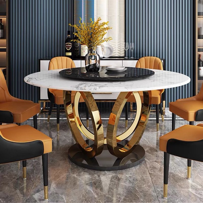 Marble Round Dining Table Leisure High Quality Black Home Furniture 1 Piece Modern Contemporary Kitchen Table Stone / Marble