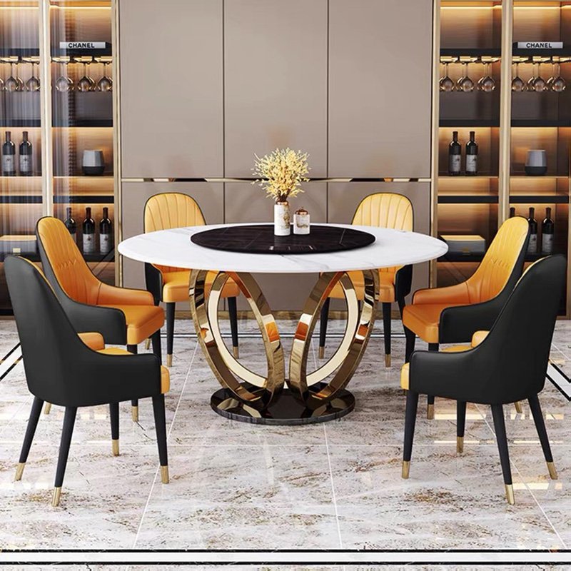 Marble Round Dining Table Leisure High Quality Black Home Furniture 1 Piece Modern Contemporary Kitchen Table Stone / Marble
