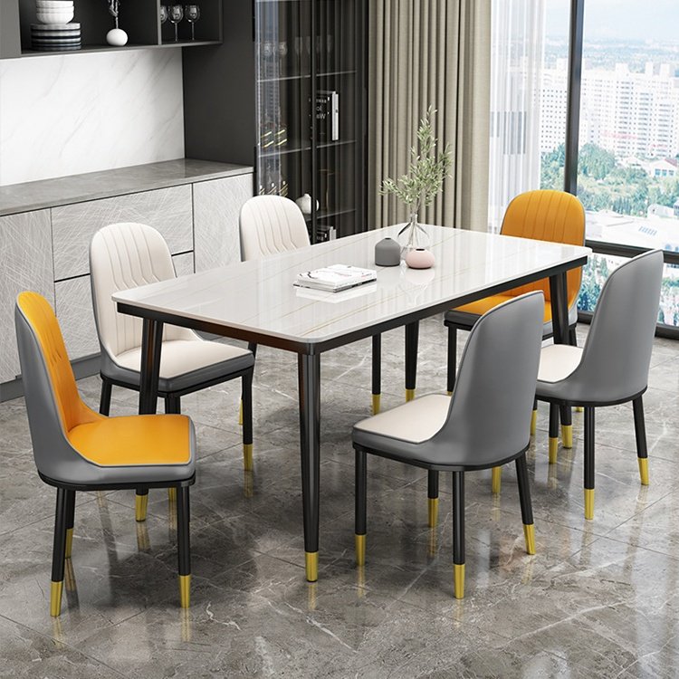Modern home dinning room furniture dining table and chairs set 6 seater