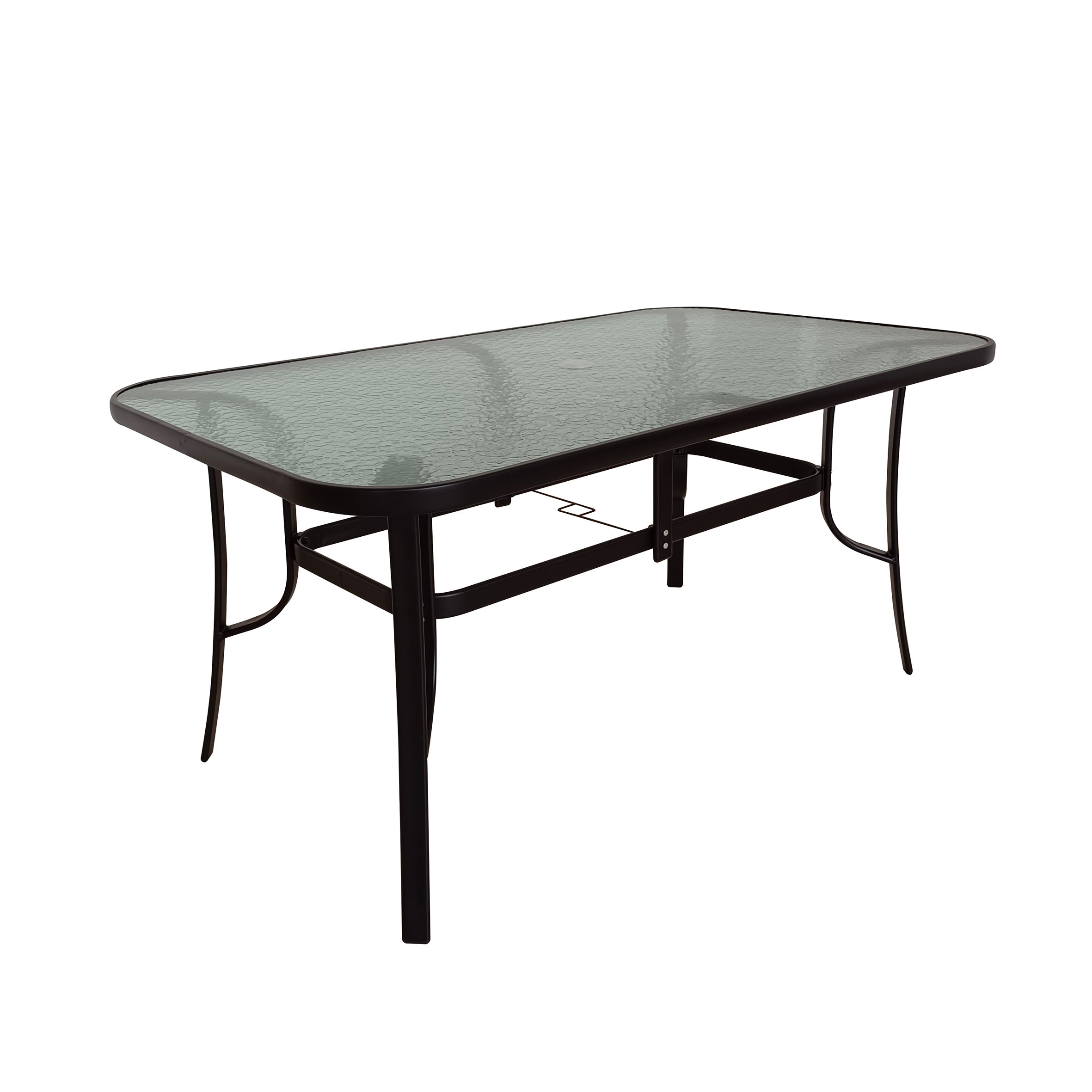 Promotion Outdoor Patio Dining Table And 6 Stackable Chairs Furniture Set With Umbrella