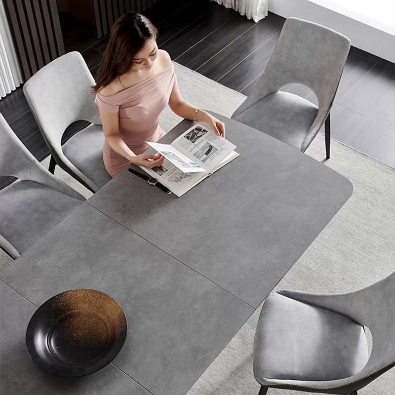 Luxury Modern Square Rectangle Expandable Marble Dining Table Sets Nordic Design Sintered Stone Top 8 10 Chairs For Dining Room