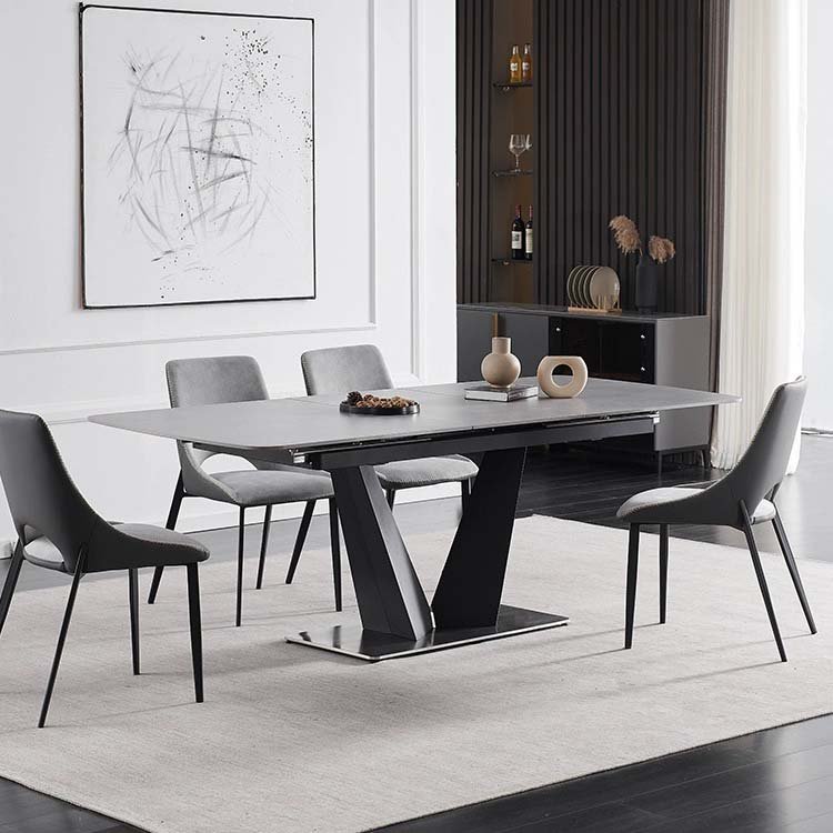 Luxury Modern Square Rectangle Expandable Marble Dining Table Sets Nordic Design Sintered Stone Top 8 10 Chairs For Dining Room