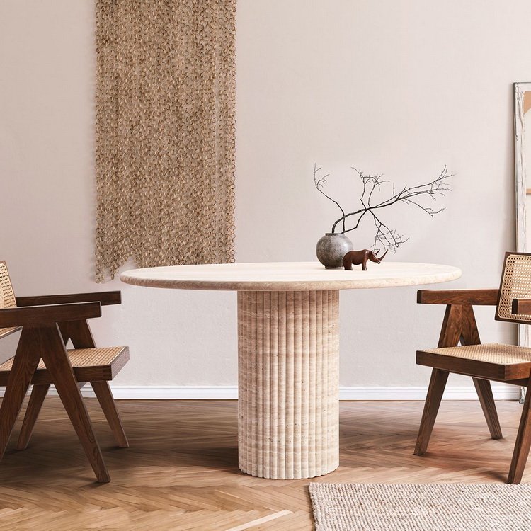 Concrete Cava Furniture Travertine Dining Table Beige Living Room Stone Home Furniture Luxury Furniture