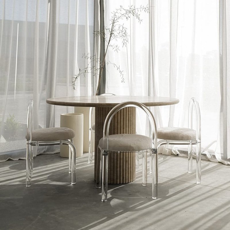 Concrete Cava Furniture Travertine Dining Table Beige Living Room Stone Home Furniture Luxury Furniture