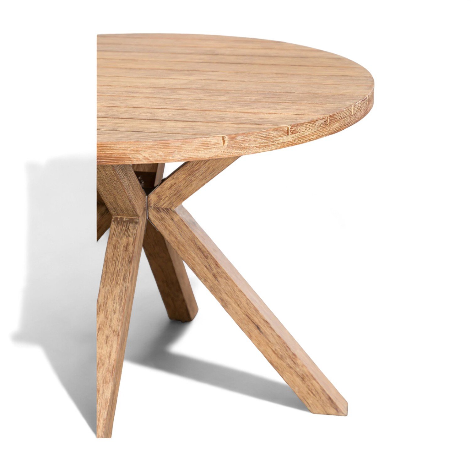 Hotel Teak Wood Round Table and Chairs in Rustic Whitewash Finish for Outdoor Patio Garden Dining Modern Restaurant Cafe Set Use