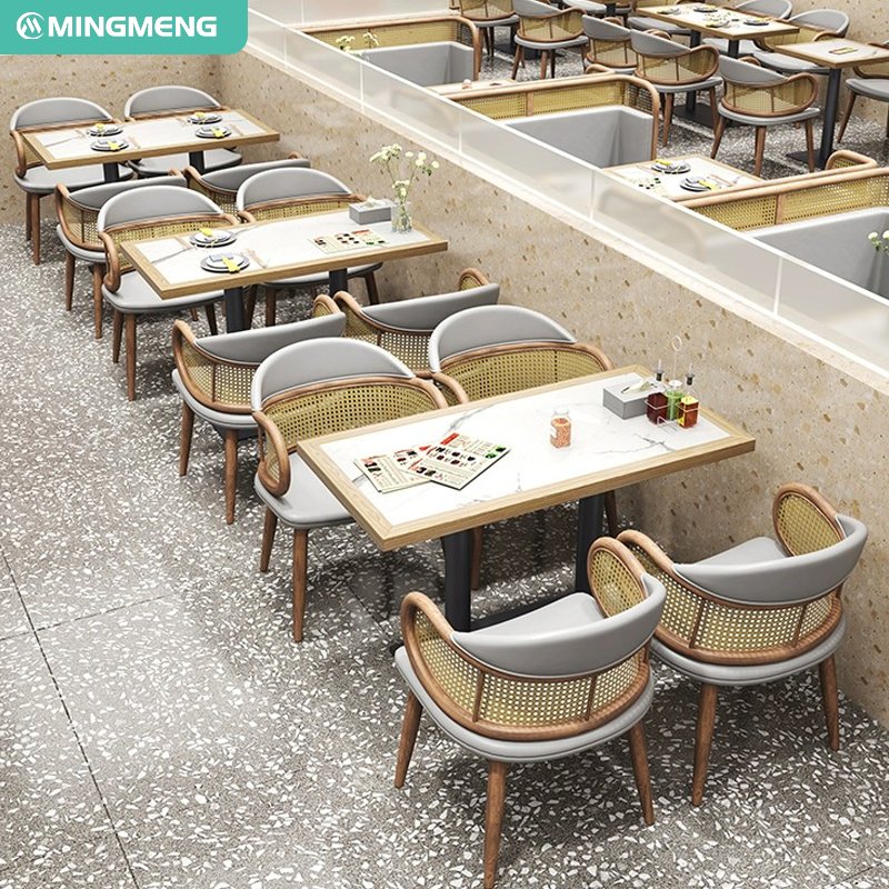 Modern Design Wood Metal Restaurant Furniture Set Outdoor Use Dining Tables and Chairs for Cafe Hotel Coffee Shop