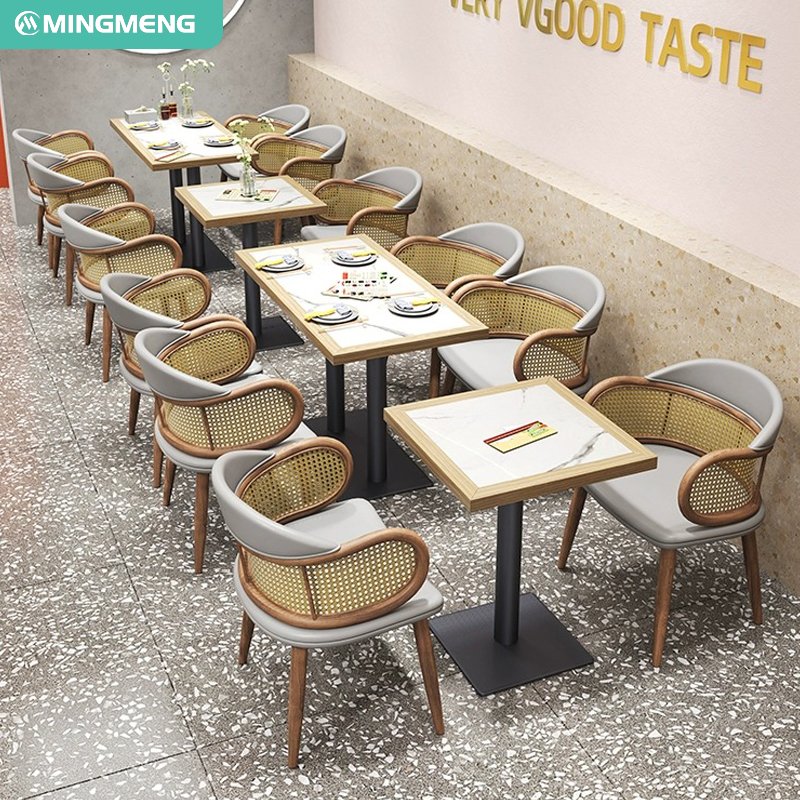 Modern Design Wood Metal Restaurant Furniture Set Outdoor Use Dining Tables and Chairs for Cafe Hotel Coffee Shop