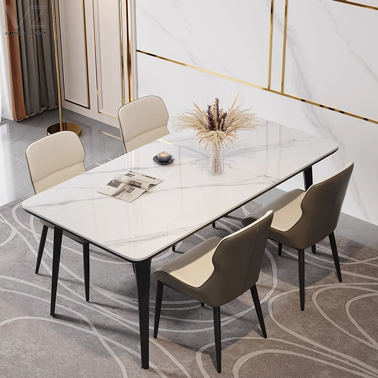 Luxury Modern Dinning Table Room Furniture Kitchen Minimalist Marble Top Sintered Stone Dining Table