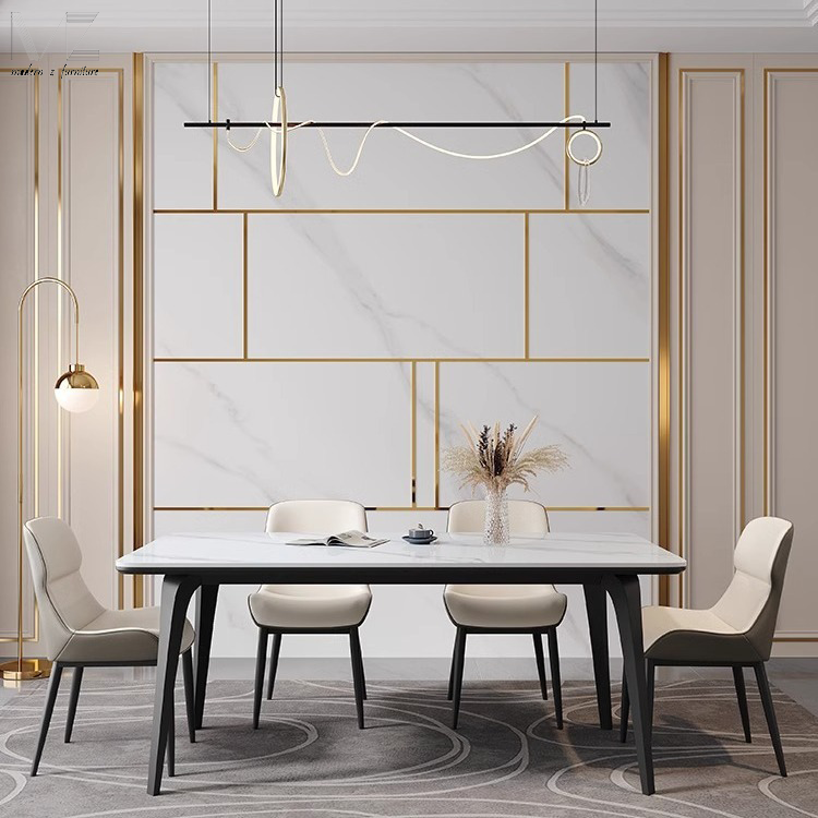 Luxury Modern Dinning Table Room Furniture Kitchen Minimalist Marble Top Sintered Stone Dining Table
