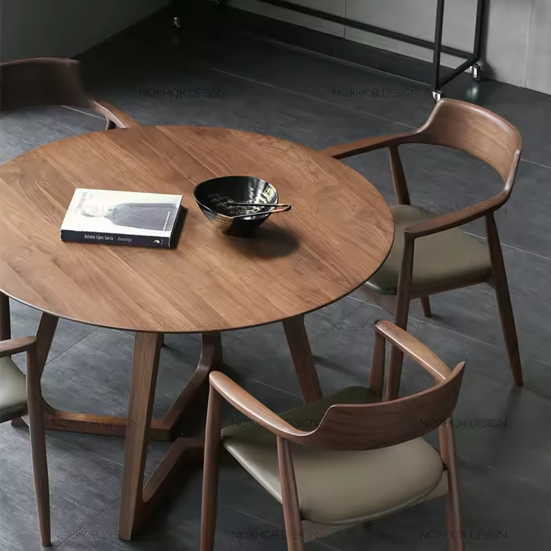 Wood Tables Wooden Furniture Round Dining Tables Hot Selling High Quality Solid Wood Coffee Home Restaurant Dining Set Modern