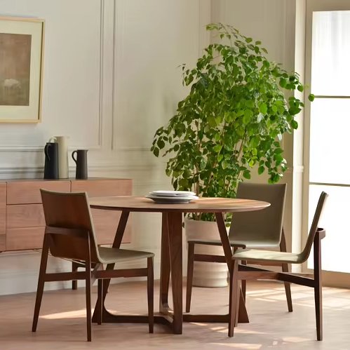 Wood Tables Wooden Furniture Round Dining Tables Hot Selling High Quality Solid Wood Coffee Home Restaurant Dining Set Modern