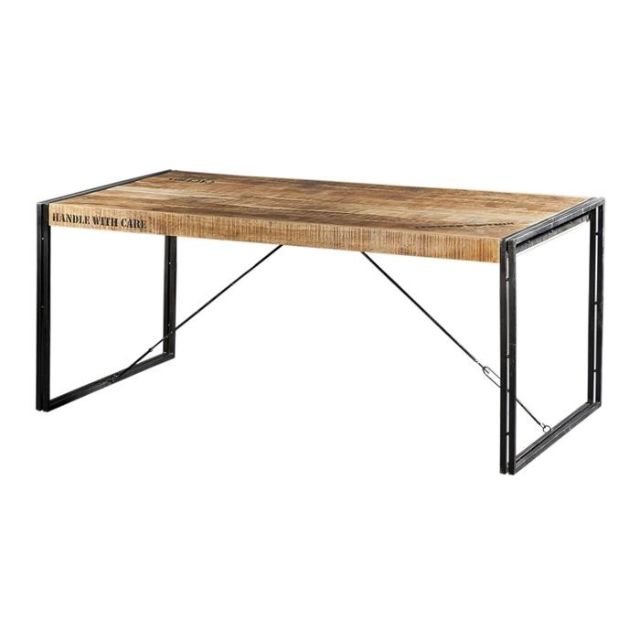 European styled rustic Mango Wood Ruff finish industrial dining table farmhouse styled dining table