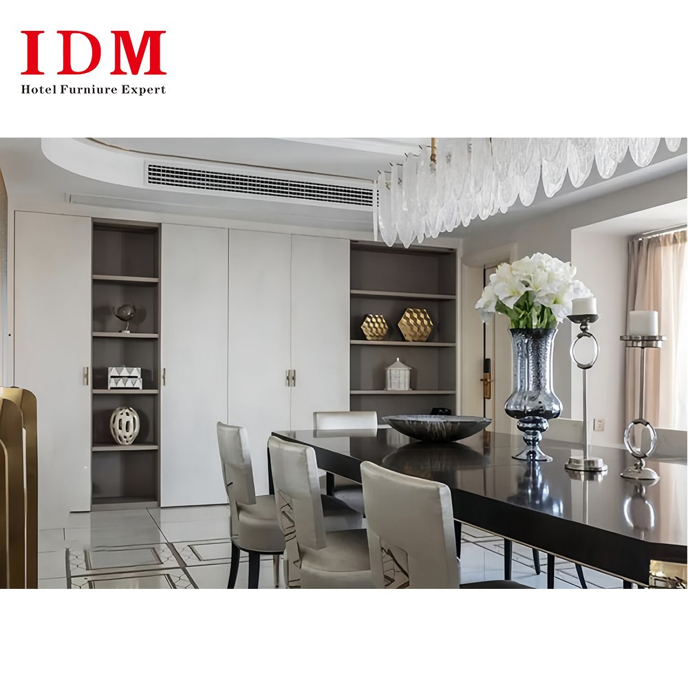 IDM-X04 Luxury Modern Elegant Custom Hotel Restaurant Dining Room Furniture Wooden Dining Table Set