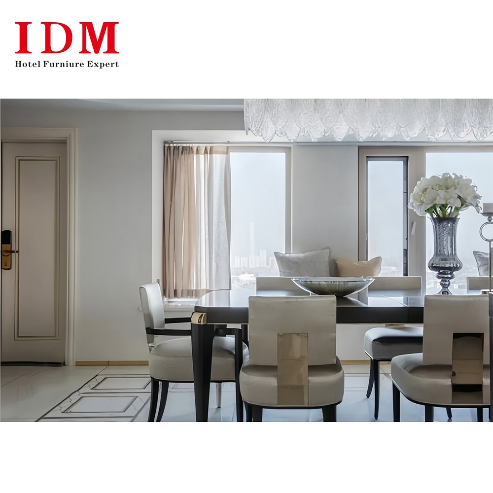 IDM-X04 Luxury Modern Elegant Custom Hotel Restaurant Dining Room Furniture Wooden Dining Table Set