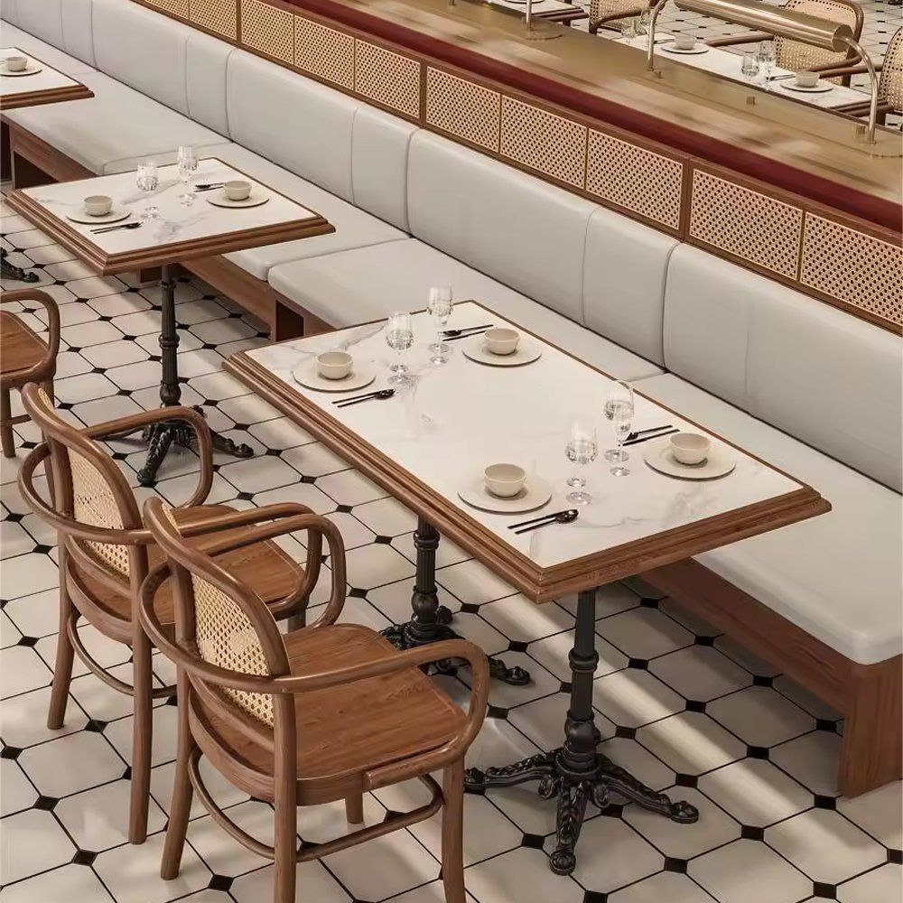 Defaico Dining Tables and Chairs Furniture Marble Wooden High Quality Table for Cafe Restaurant