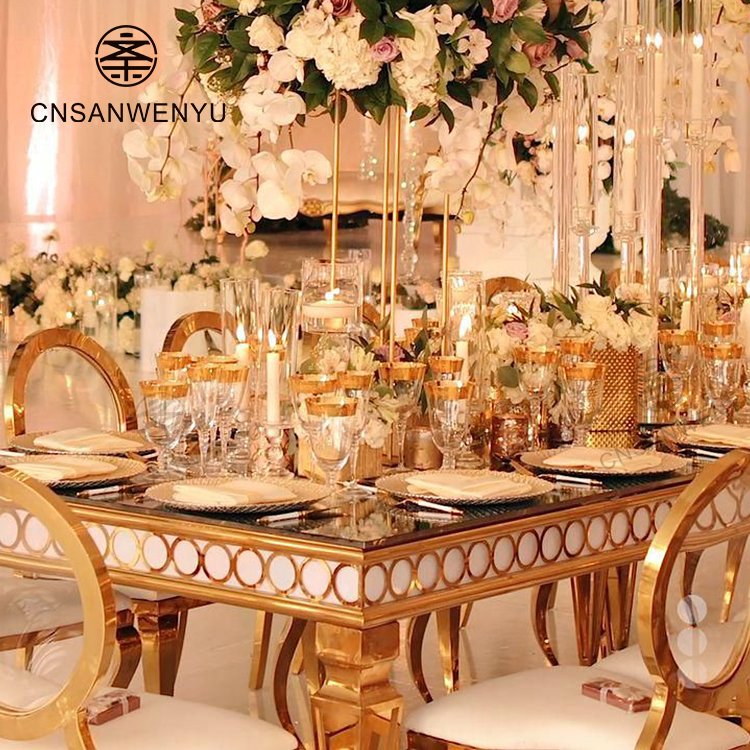 latest wedding furniture wedding event dining table hotel furniture stainless steel metal base round square tables