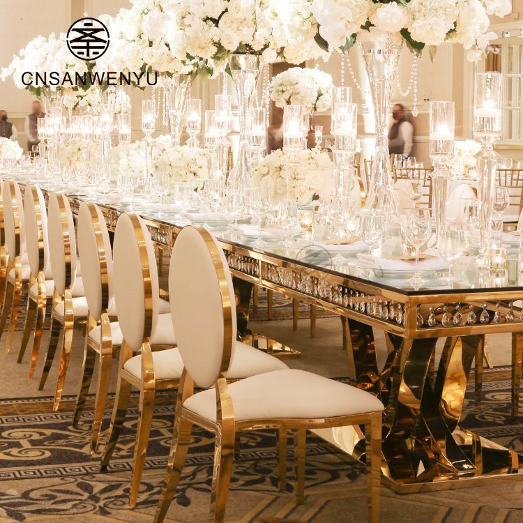 latest wedding furniture wedding event dining table hotel furniture stainless steel metal base round square tables